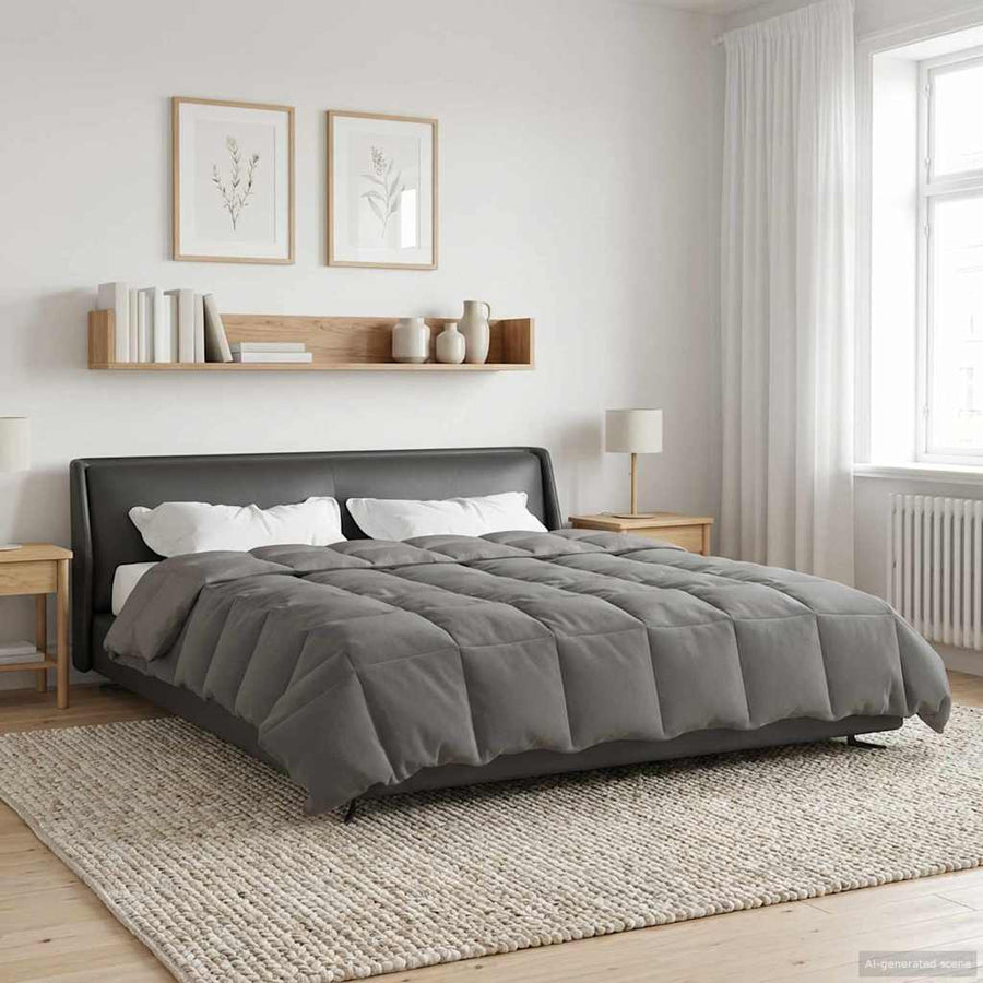 Vol jaar dekbed Gekwilt Lichtgrijs 200 x 220 cm Microfiber