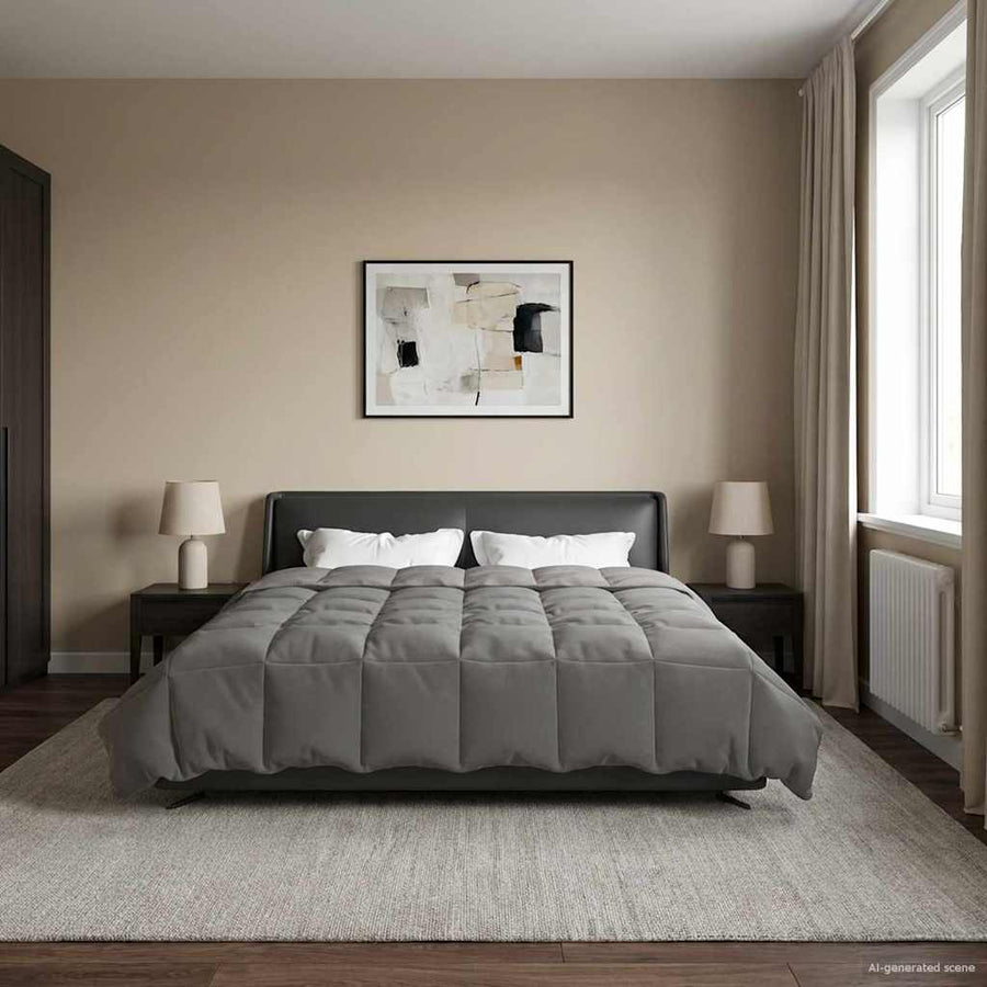 Vol jaar dekbed Gekwilt Lichtgrijs 200 x 220 cm Microfiber