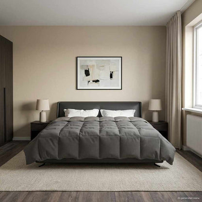 Vol jaar dekbed Gekwilt Lichtgrijs 220 x 240 cm Microfiber