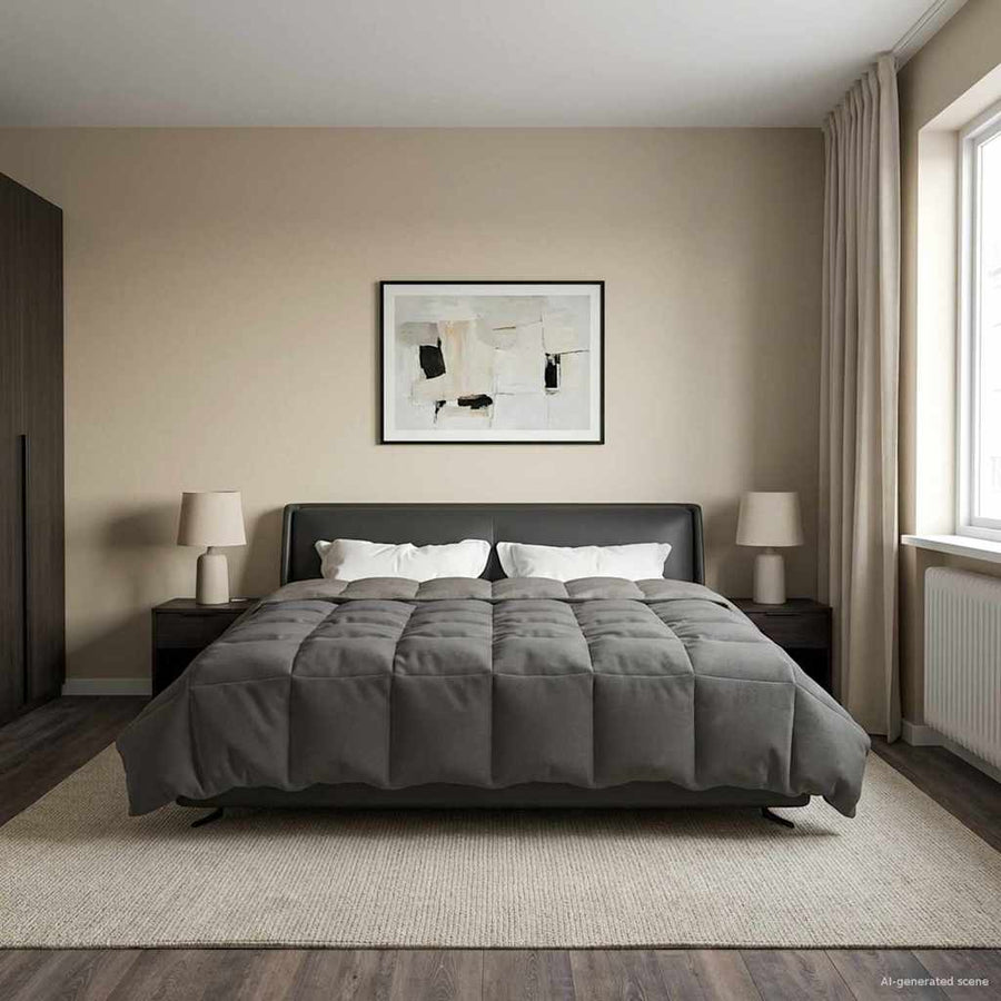 Vol jaar dekbed Gekwilt Lichtgrijs 220 x 240 cm Microfiber