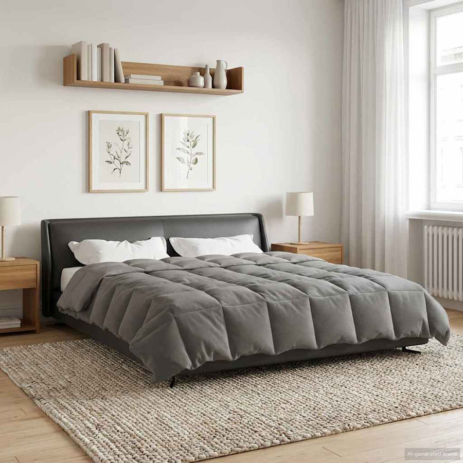 Vol jaar dekbed Gekwilt Lichtgrijs 220 x 260 cm Microfiber