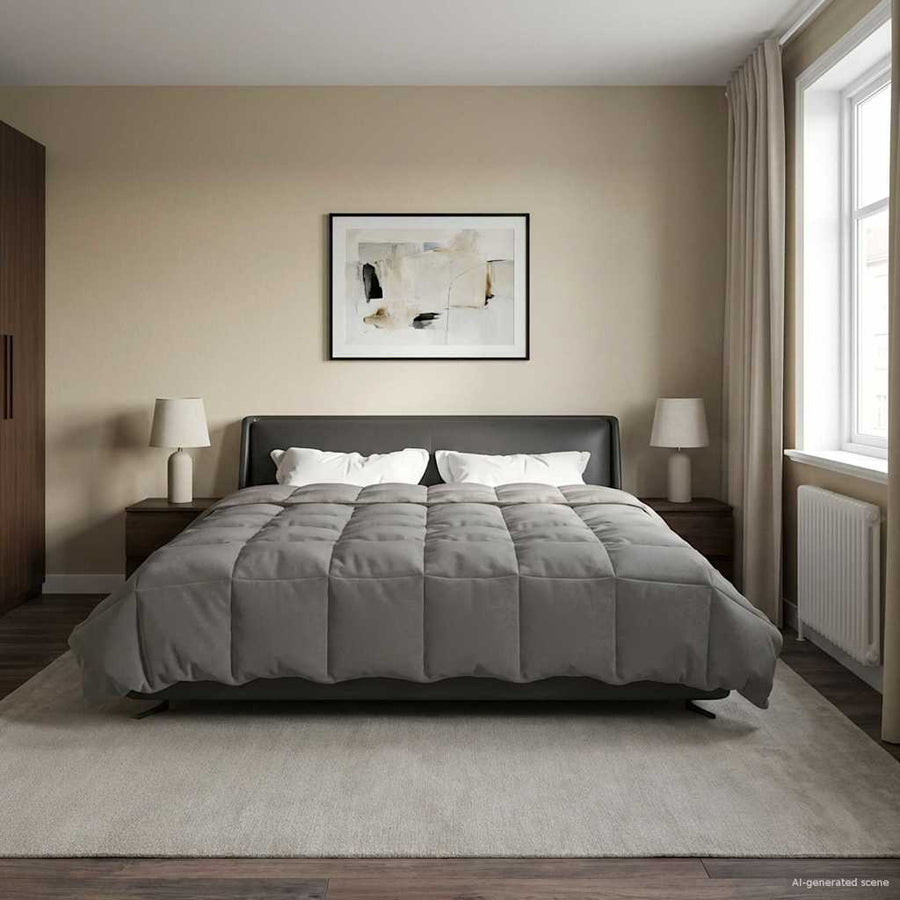 Vol jaar dekbed Gekwilt Lichtgrijs 220 x 260 cm Microfiber