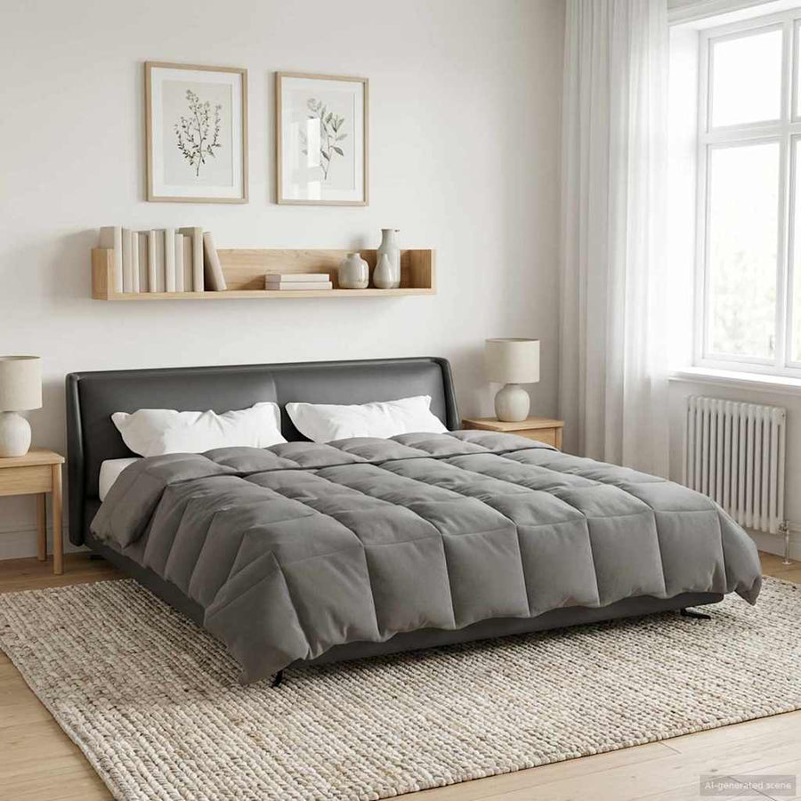 Vol jaar dekbed Gekwilt Lichtgrijs 240 x 260 cm Microfiber