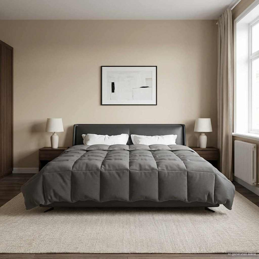 Vol jaar dekbed Gekwilt Lichtgrijs 240 x 260 cm Microfiber