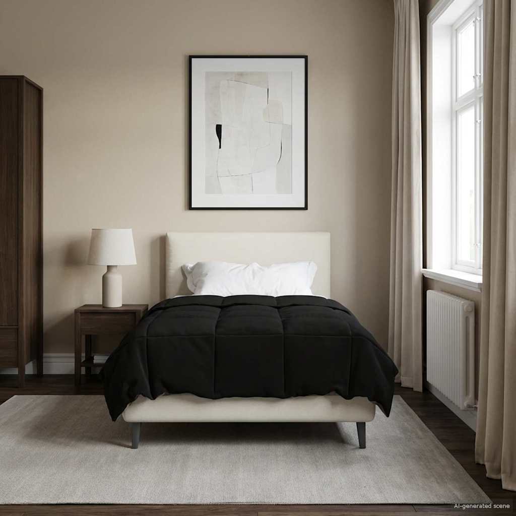Vol jaar dekbed Gekwilt Zwart 135 x 200 cm Microfiber