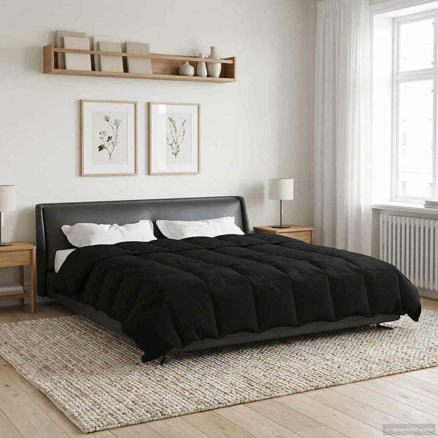 Vol jaar dekbed Gekwilt Zwart 200 x 200 cm Microfiber