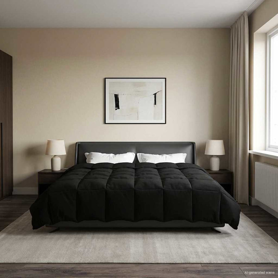 Vol jaar dekbed Gekwilt Zwart 200 x 200 cm Microfiber