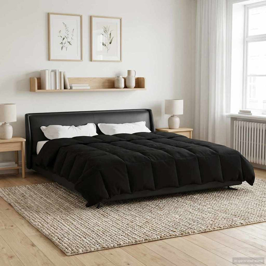 Vol jaar dekbed Gekwilt Zwart 200 x 240 cm Microfiber