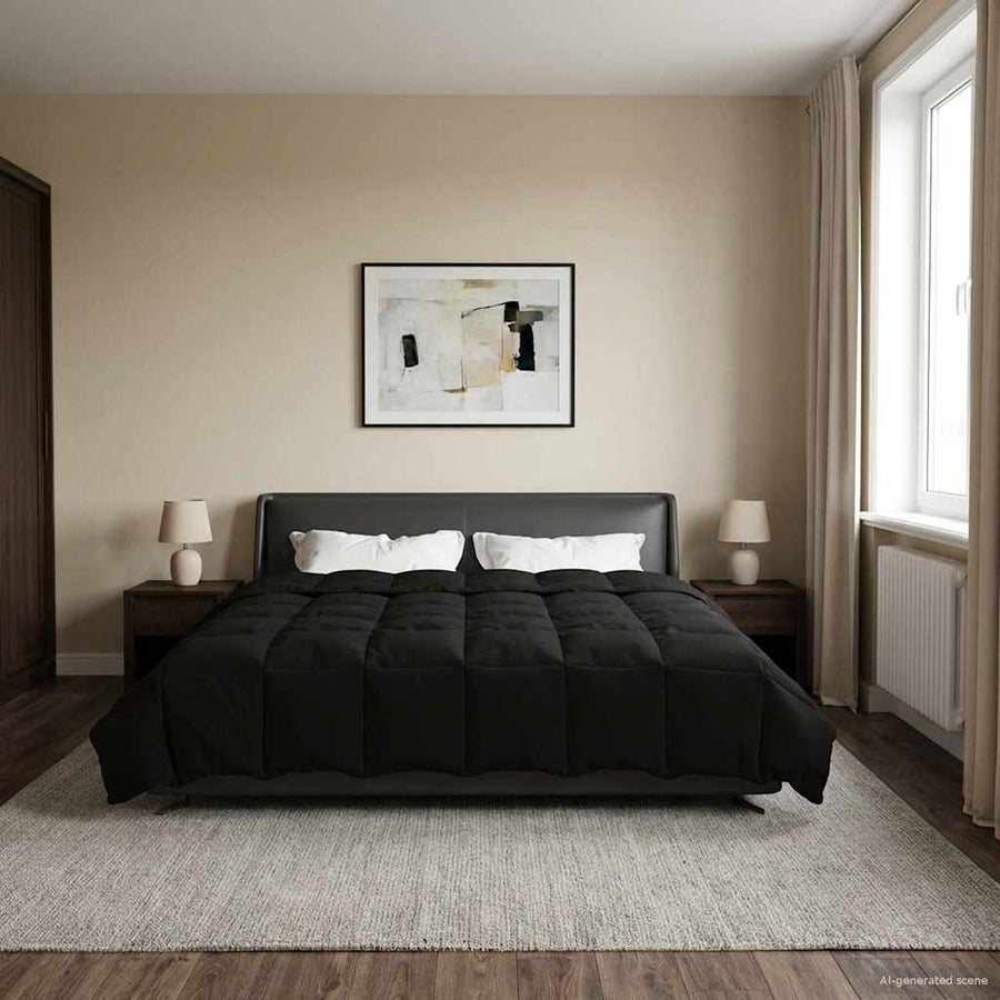 Vol jaar dekbed Gekwilt Zwart 200 x 240 cm Microfiber