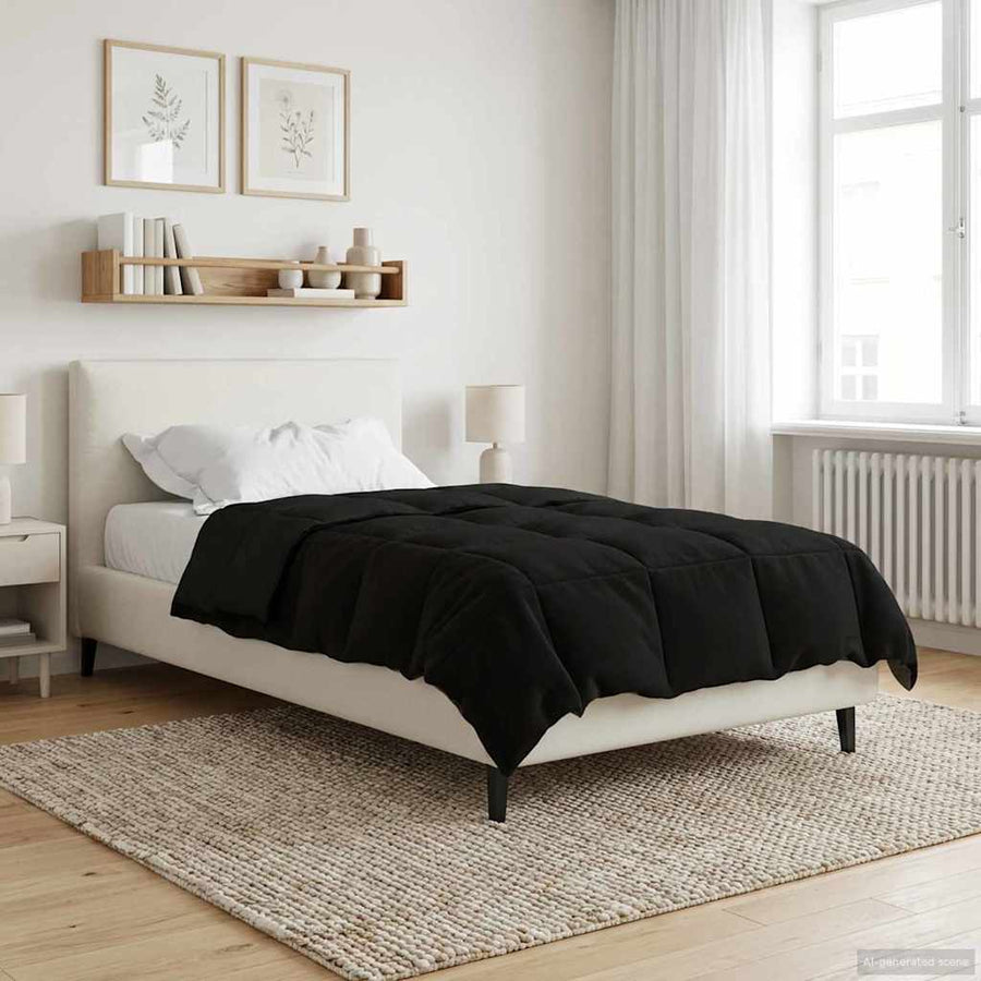 Vol jaar dekbed Gekwilt Zwart 140 x 220 cm Microfiber