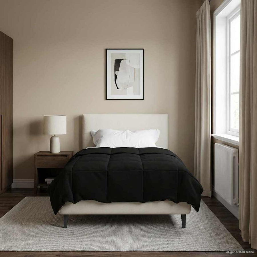 Vol jaar dekbed Gekwilt Zwart 155 x 220 cm Microfiber