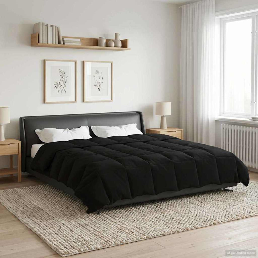 Vol jaar dekbed Gekwilt Zwart 200 x 220 cm Microfiber