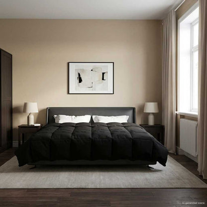 Vol jaar dekbed Gekwilt Zwart 200 x 220 cm Microfiber