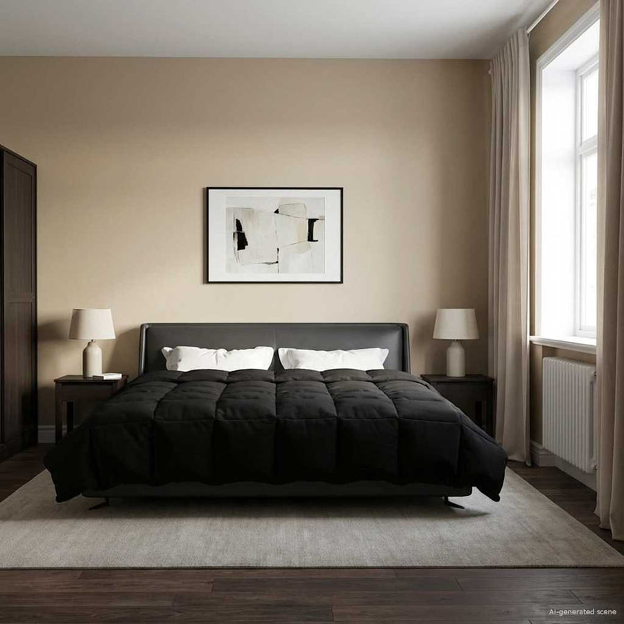 Vol jaar dekbed Gekwilt Zwart 200 x 220 cm Microfiber