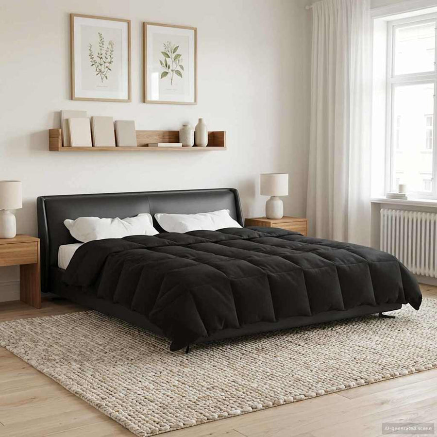Vol jaar dekbed Gekwilt Zwart 220 x 240 cm Microfiber