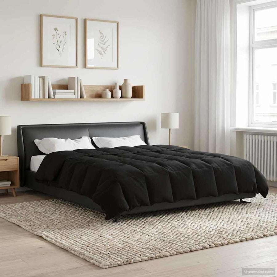 Vol jaar dekbed Gekwilt Zwart 220 x 260 cm Microfiber