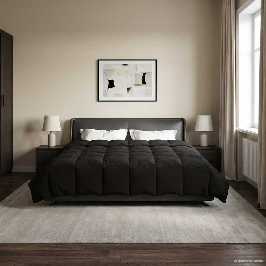 Vol jaar dekbed Gekwilt Zwart 220 x 260 cm Microfiber