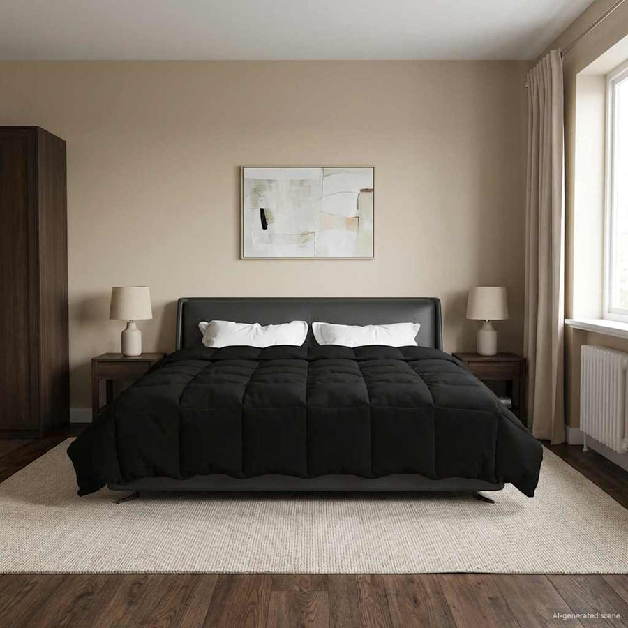 Vol jaar dekbed Gekwilt Zwart 240 x 260 cm Microfiber