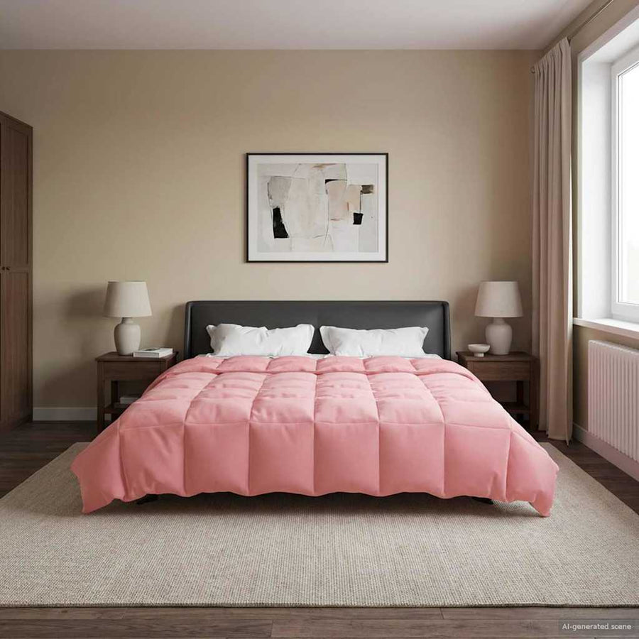 Vol jaar dekbed Gekwilt Roze 220 x 240 cm Microfiber