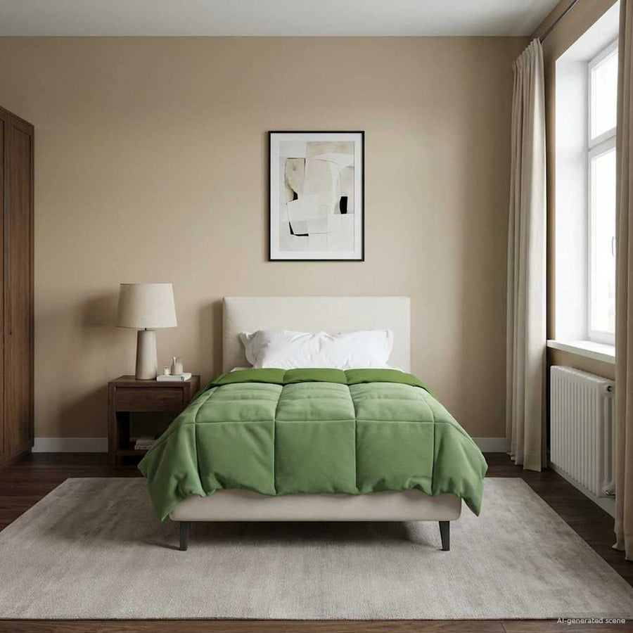 Vol jaar dekbed Gekwilt Groen 135 x 200 cm Microfiber