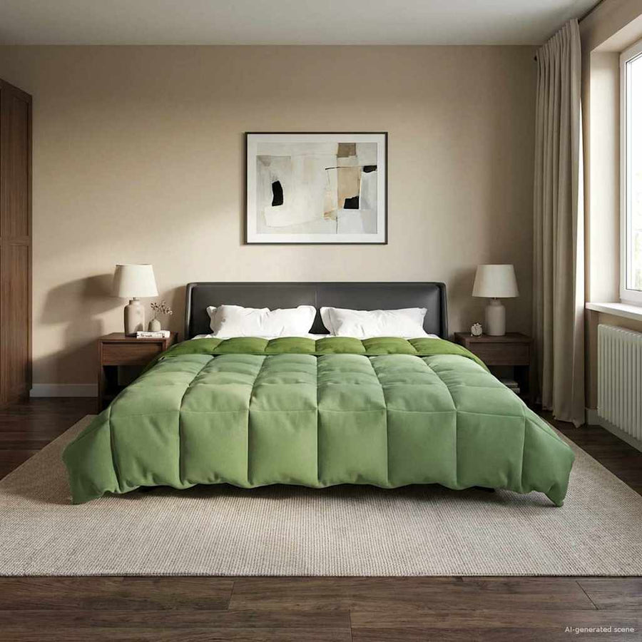 Vol jaar dekbed Gekwilt Groen 200 x 240 cm Microfiber