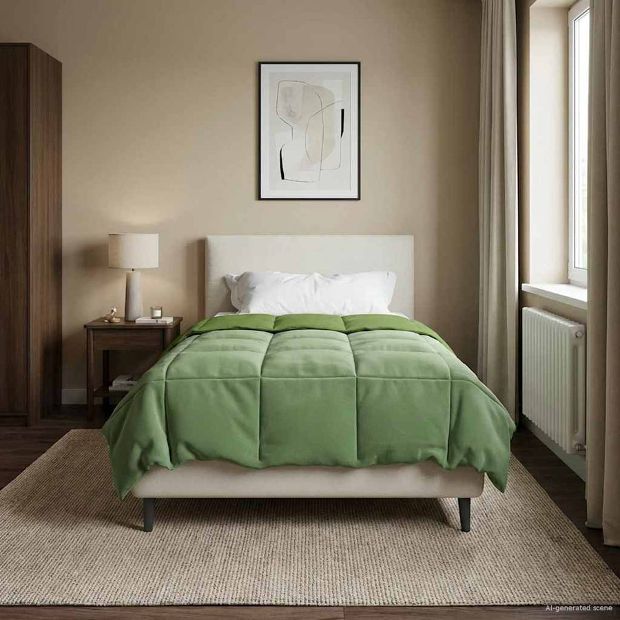 Vol jaar dekbed Gekwilt Groen 140 x 220 cm Microfiber