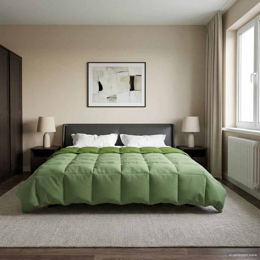Vol jaar dekbed Gekwilt Groen 200 x 220 cm Microfiber