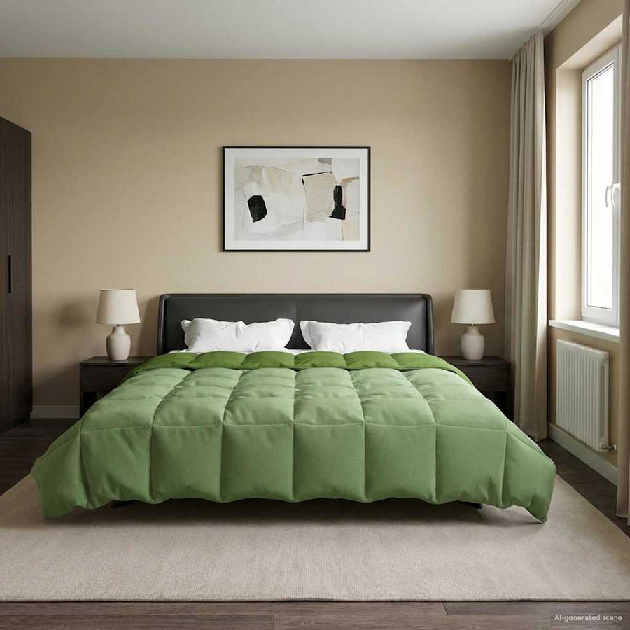 Vol jaar dekbed Gekwilt Groen 220 x 240 cm Microfiber