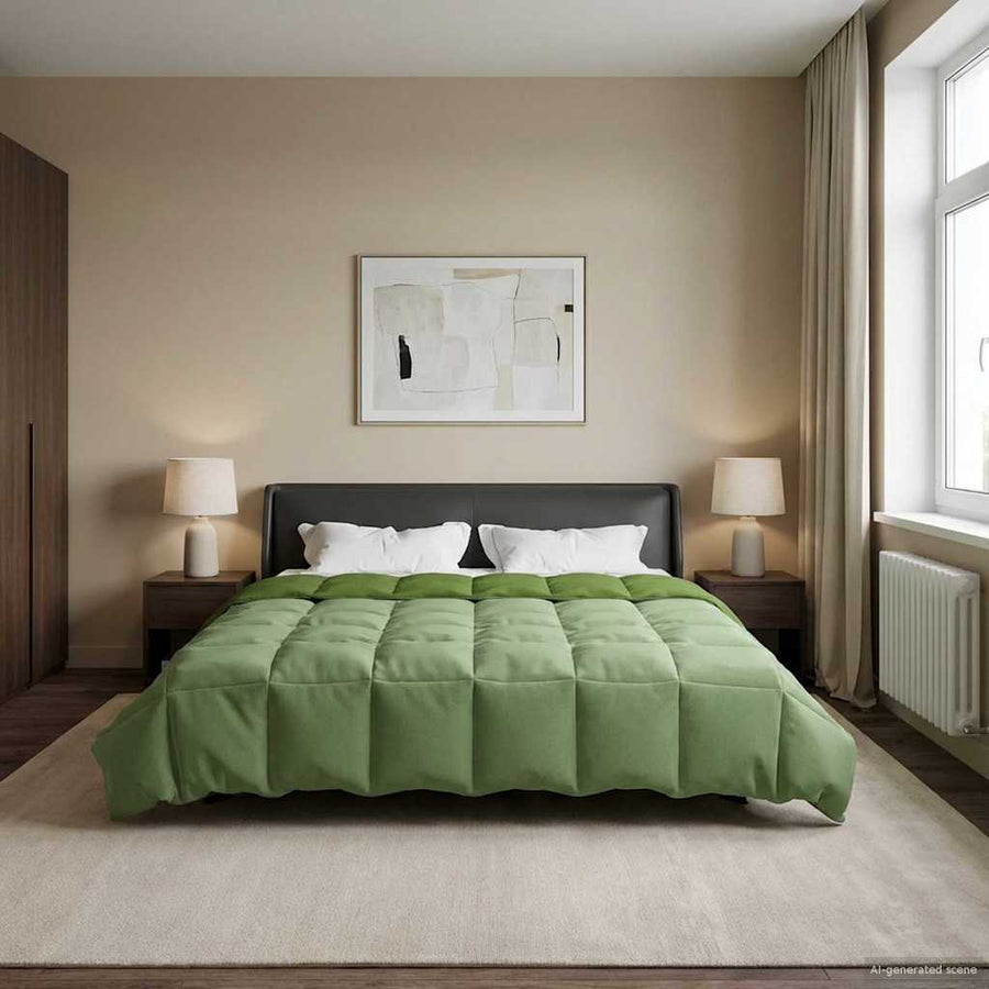 Vol jaar dekbed Gekwilt Groen 220 x 260 cm Microfiber