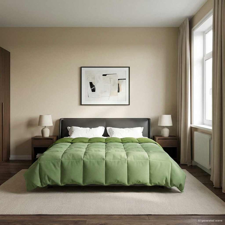 Vol jaar dekbed Gekwilt Groen 240 x 260 cm Microfiber