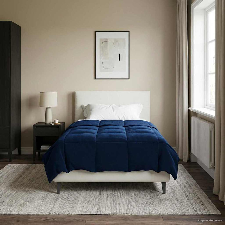 Vol jaar dekbed Gekwilt Donkerblauw 135 x 200 cm Microfiber