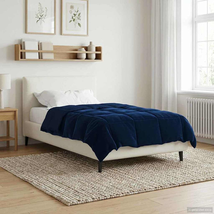 Vol jaar dekbed Gekwilt Donkerblauw 155 x 200 cm Microfiber