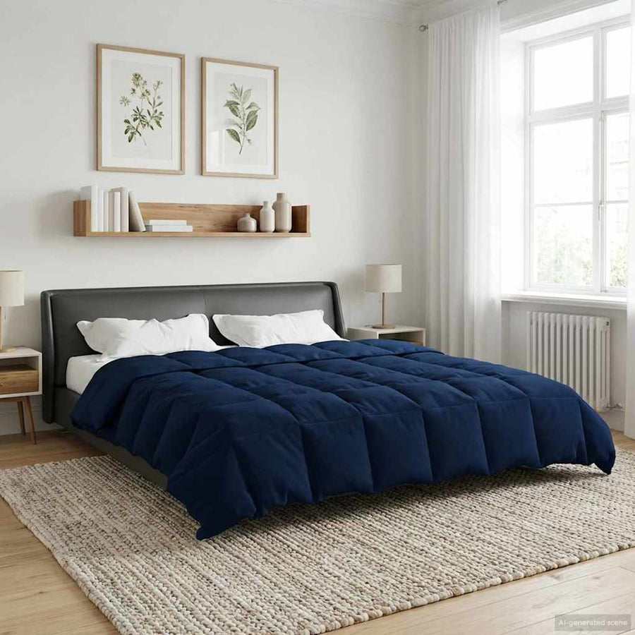 Vol jaar dekbed Gekwilt Donkerblauw 200 x 200 cm Microfiber