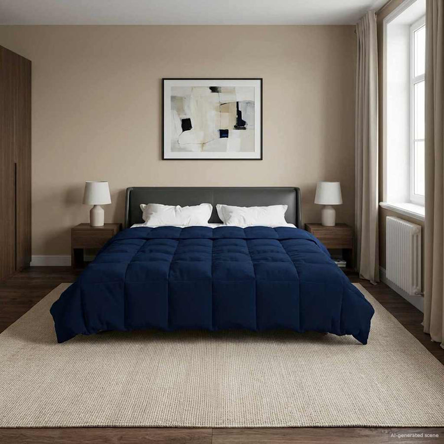 Vol jaar dekbed Gekwilt Donkerblauw 200 x 200 cm Microfiber