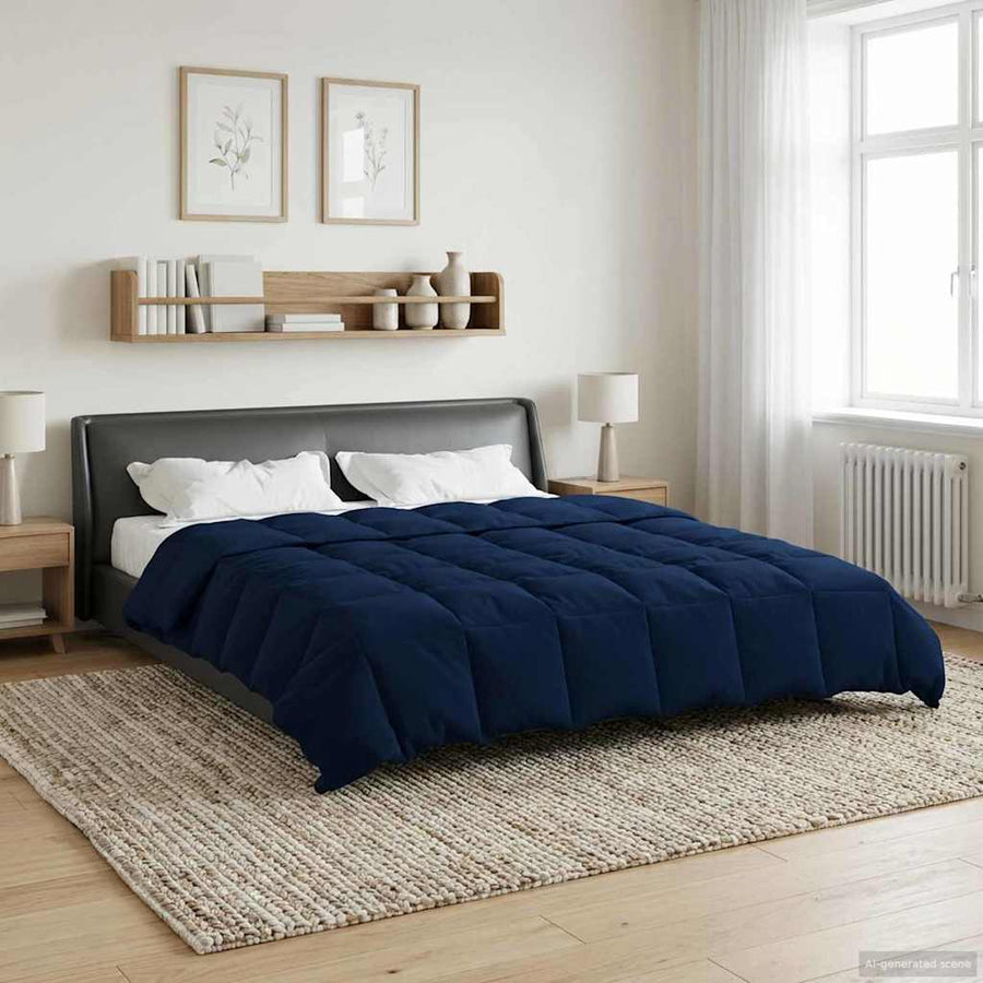 Vol jaar dekbed Gekwilt Donkerblauw 200 x 240 cm Microfiber