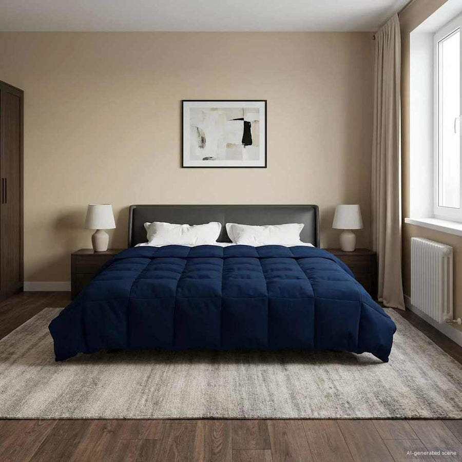 Vol jaar dekbed Gekwilt Donkerblauw 200 x 240 cm Microfiber