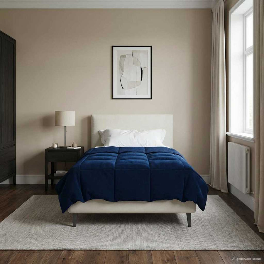 Vol jaar dekbed Gekwilt Donkerblauw 135 x 220 cm Microfiber