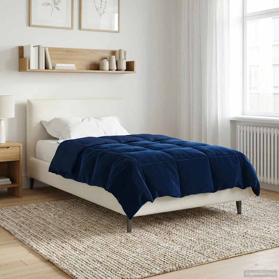 Vol jaar dekbed Gekwilt Donkerblauw 140 x 220 cm Microfiber