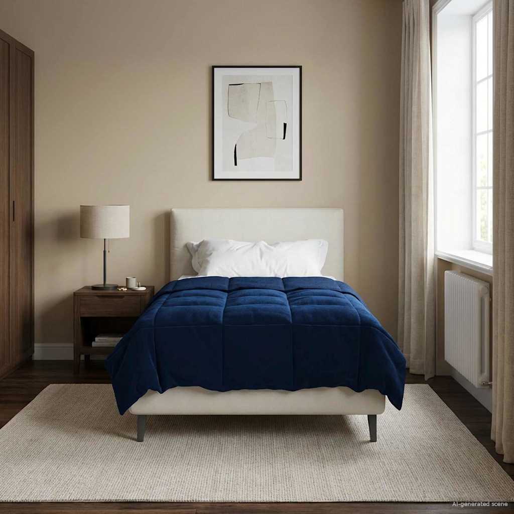 Vol jaar dekbed Gekwilt Donkerblauw 140 x 220 cm Microfiber