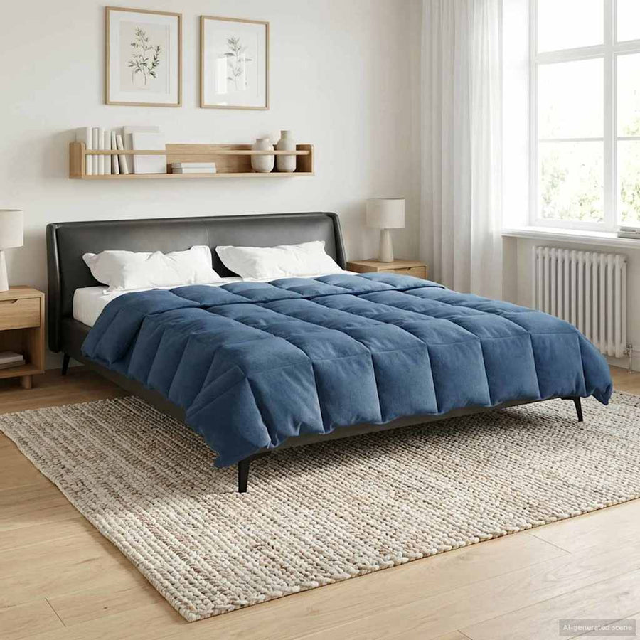 Vol jaar dekbed Gekwilt Donkerblauw 200 x 220 cm Microfiber