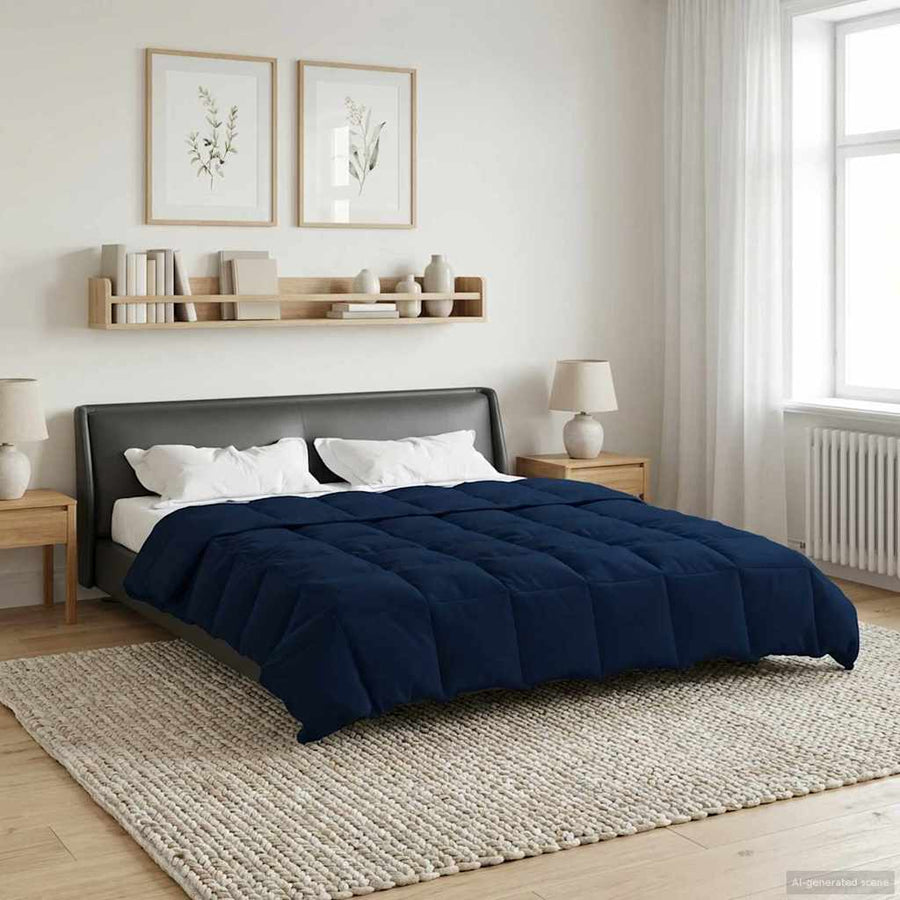 Vol jaar dekbed Gekwilt Donkerblauw 220 x 240 cm Microfiber