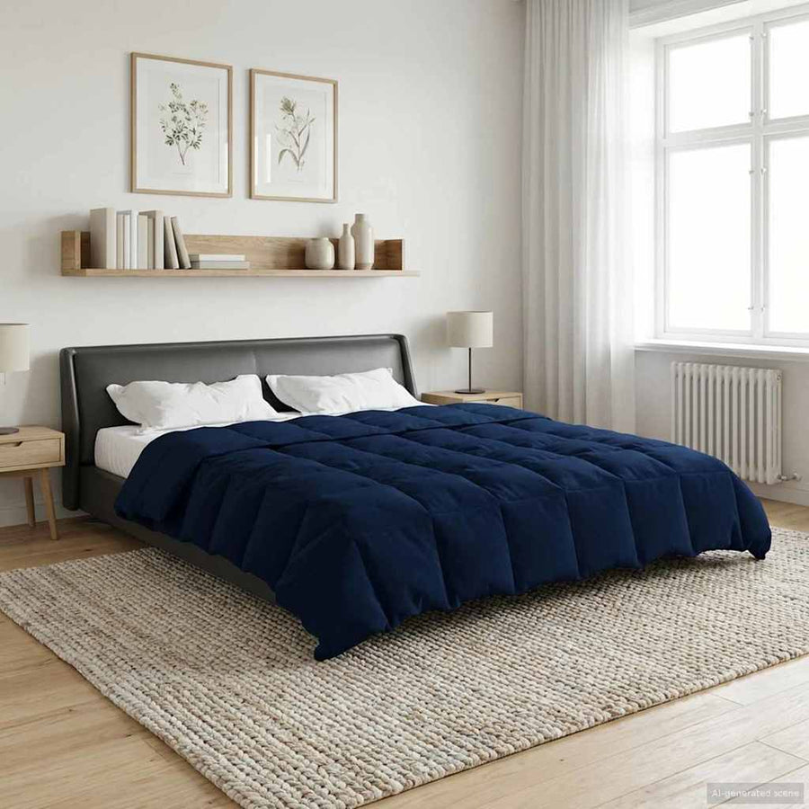 Vol jaar dekbed Gekwilt Donkerblauw 220 x 260 cm Microfiber