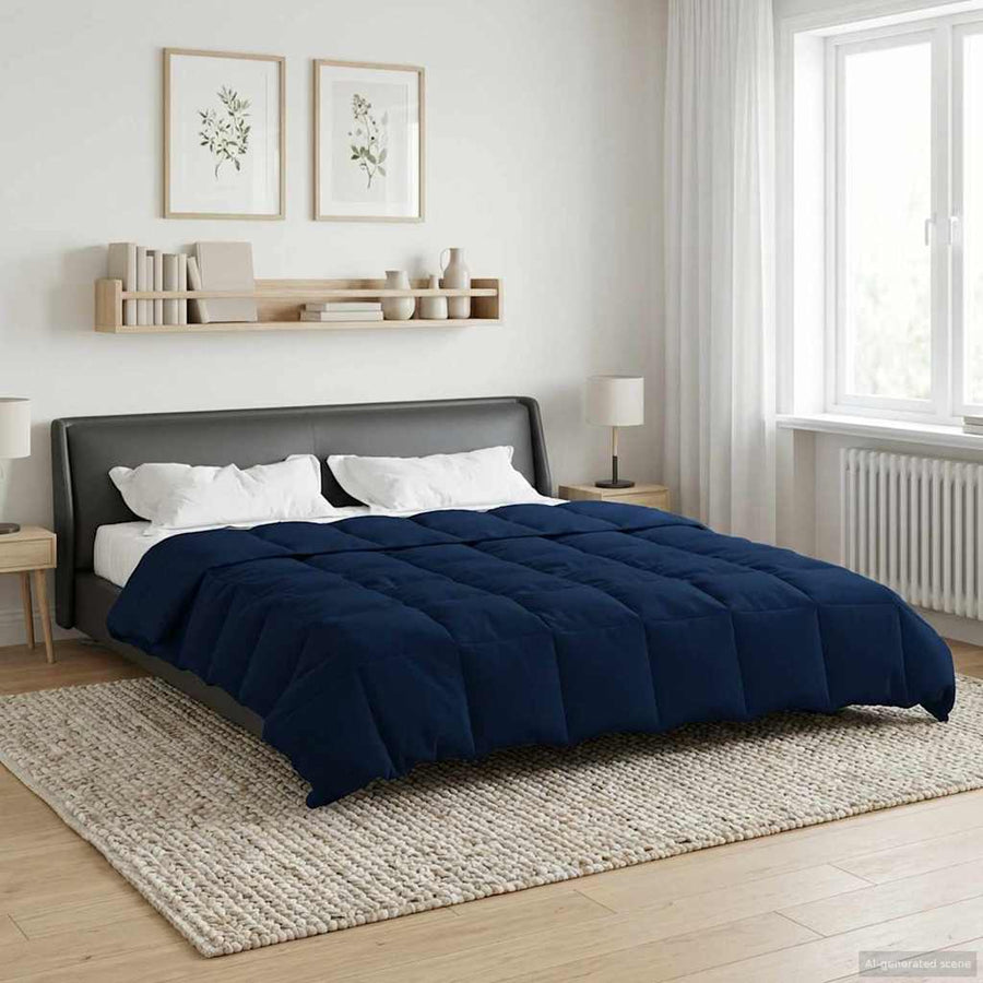 Vol jaar dekbed Gekwilt Donkerblauw 240 x 260 cm Microfiber