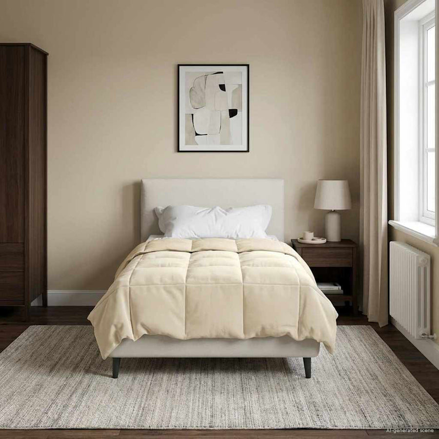 Vol jaar dekbed Gekwilt Crème 140 x 200 cm Microfiber
