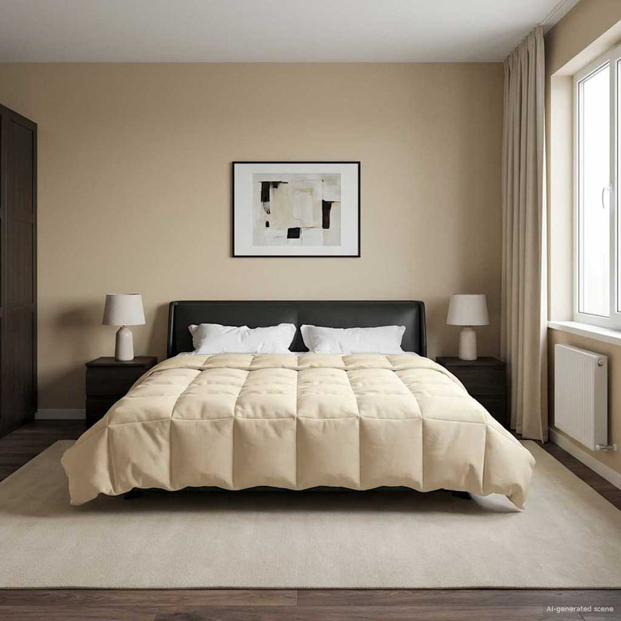 Vol jaar dekbed Gekwilt Crème 200 x 200 cm Microfiber