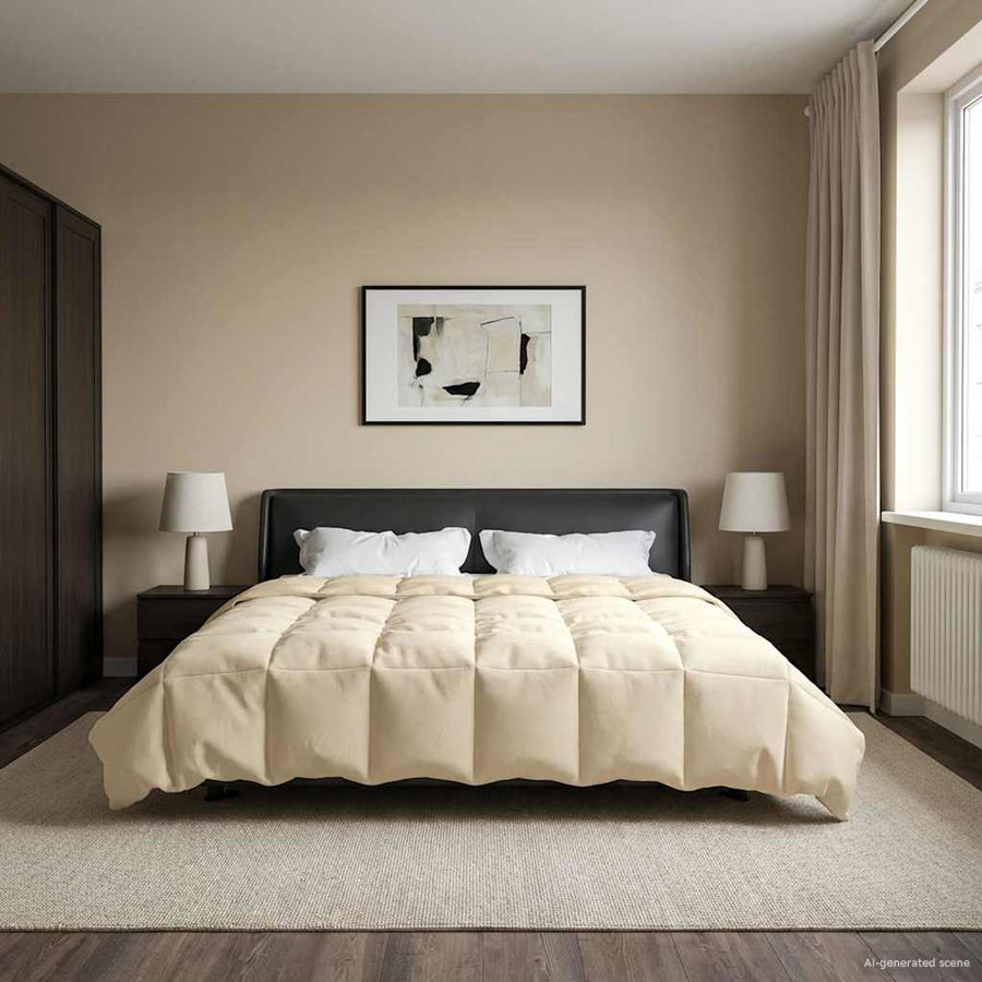 Vol jaar dekbed Gekwilt Crème 200 x 240 cm Microfiber
