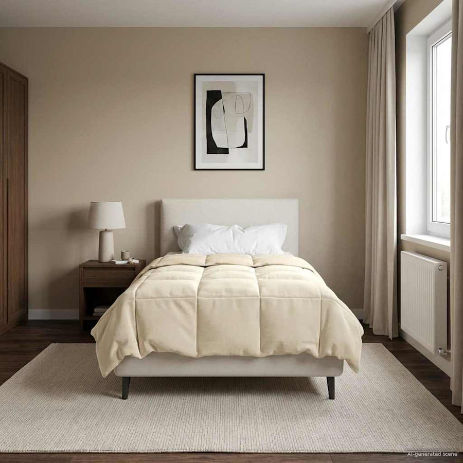 Vol jaar dekbed Gekwilt Crème 135 x 220 cm Microfiber