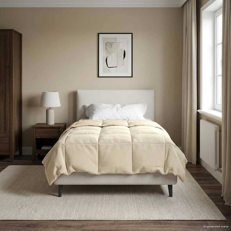 Vol jaar dekbed Gekwilt Crème 140 x 220 cm Microfiber