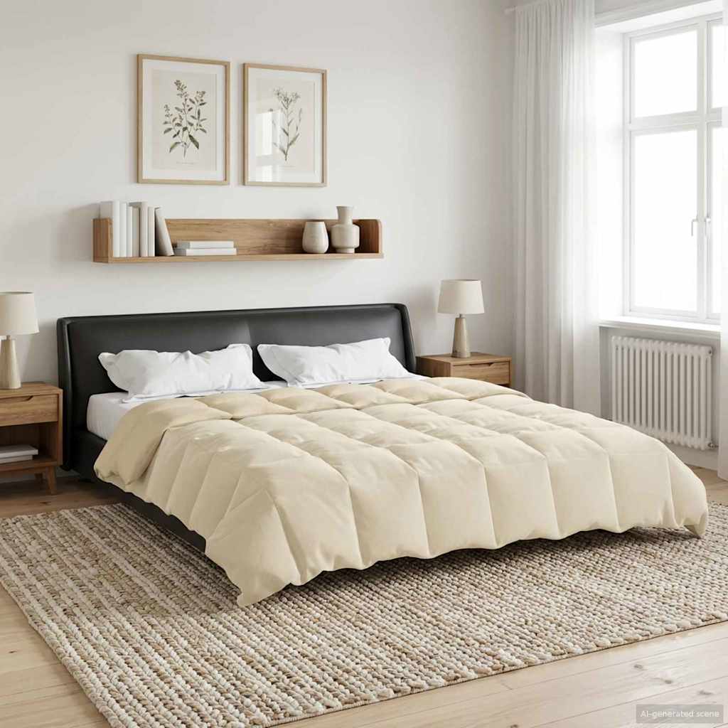 Vol jaar dekbed Gekwilt Crème 200 x 220 cm Microfiber