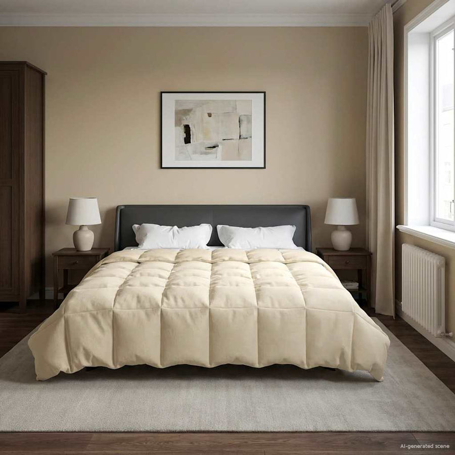 Vol jaar dekbed Gekwilt Crème 200 x 220 cm Microfiber